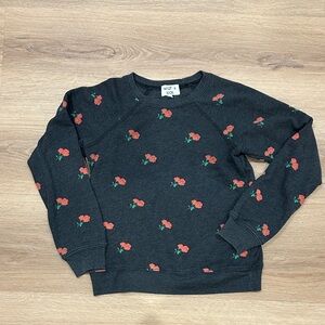 Wildfox Kids Charcoal Sweatshirt with Red Floral Accent